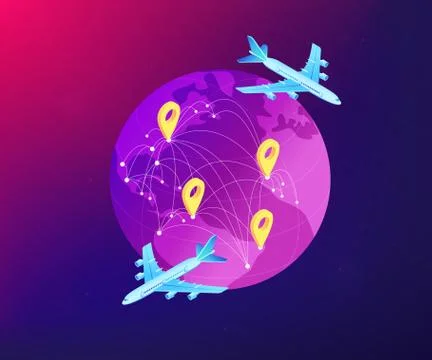 Global transportation system isometric 3D concept illustration. Illustrazione stock