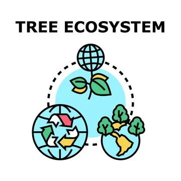 Global tree ecosystem and environmental conservation concept Stock Illustration