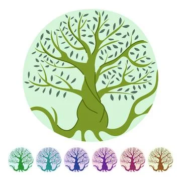 Global tree of life vector cartoon graphic Illustrazione stock