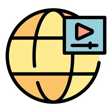 Global tutorial icon vector flat Stock Illustration