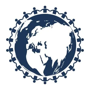 Global Unity Illustration with Earth and Diverse People Holding Hands Stock Illustration