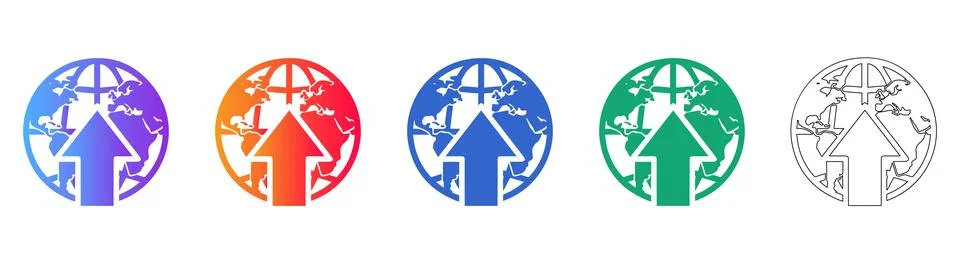 Global Upload Arrow Vector Icons Stock Illustration