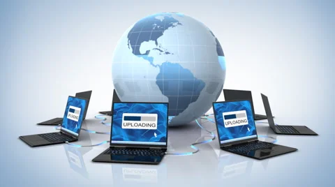 Global uploading 3d animation Stock Footage 1626191