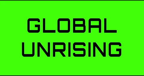 Global uprising text green screen, masked glitched effect. Stock Footage 132617796