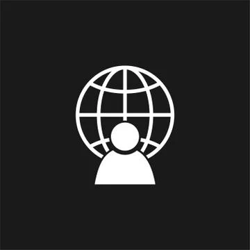Global user, busines icon. Vector illustration, flat design Stock Illustration