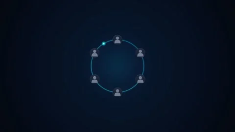 Global user network connecting in a circular digital interface. 4K 스톡 동영상 343264994