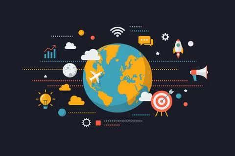 Global vector design of digital business Stock Illustration