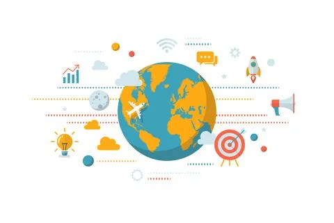 Global vector design of digital business on white background Stock Illustration