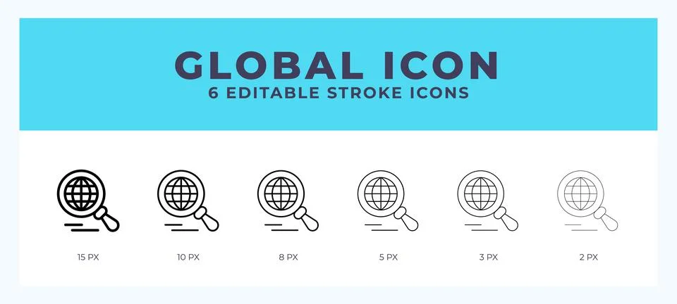 Global vector icon for web and app. Editable stroke vector illustration Stock Illustration