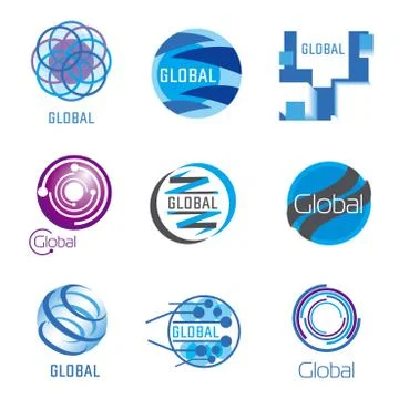 Global vector set Stock Illustration