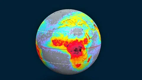 Global view of Average annual number of lightning bolts observed by satellit Stock Footage 327412120
