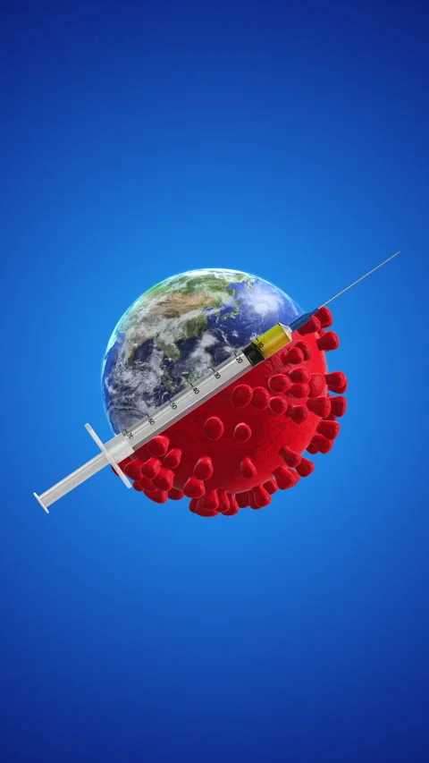 Global Virus and Syringe Connection Concept Video stock 299679903