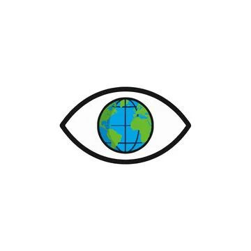 Global vision concept featuring Earth imagery within a stylized eye symbol .. Stock Illustration