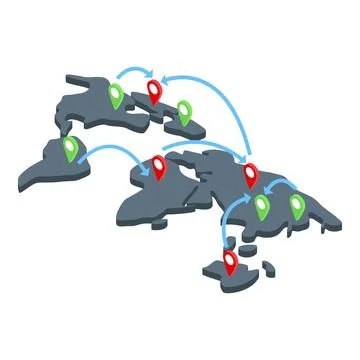 Global vpn icon isometric vector. Server network Illustrazione stock