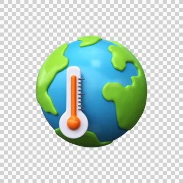 Global warming 3d icon. Planet earth with thermometer Stock Illustration