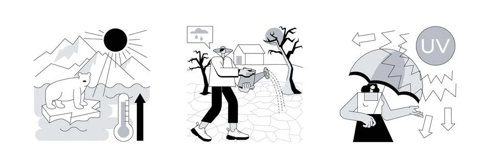 Global warming abstract concept vector illustrations. Stock Illustration