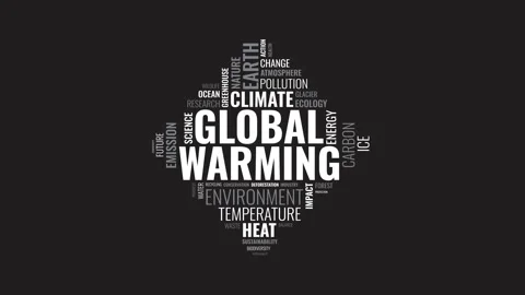 Global warming and climate change word cloud animation on dark background 库存影片 343780108