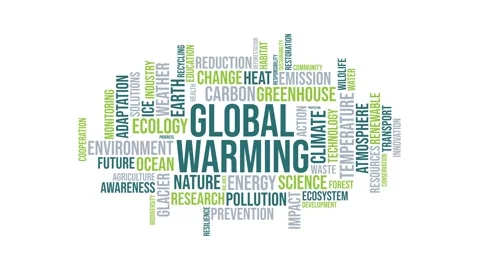 Global warming and climate change word cloud typography animation 库存影片 343780123