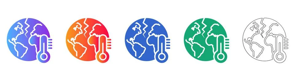Global Warming and Climate Change Concept Icons Stock Illustration