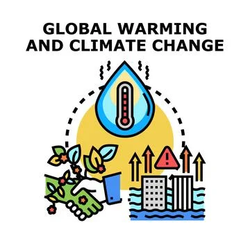 Global warming and climate change affecting environment Stock Illustration