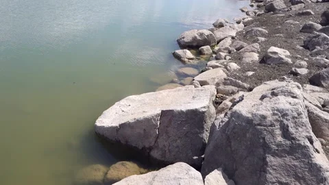 Global warming and drought - negative effects of drought on waters, decrease  库存影片 179013376