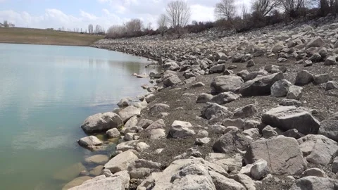 Global warming and drought - negative effects of drought on waters, decrease  库存影片 179013410