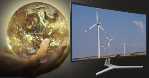 Global Warming and Pollution Concept - Sustainability with the use of renewab Vídeo Stock 218621266