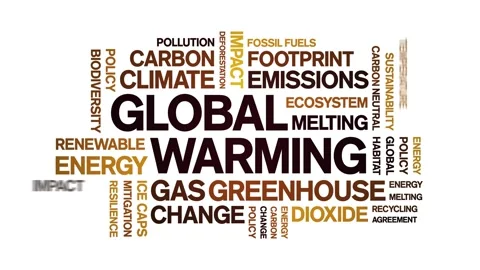 Global Warming animated word cloud,animation kinetic typography seamless loop. Stock Footage 317665818