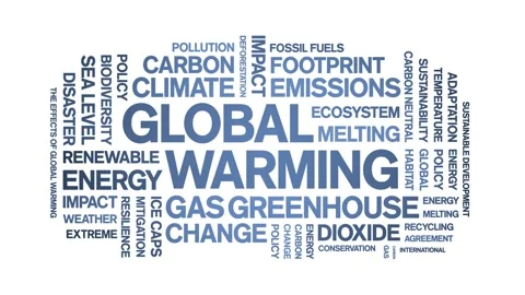 Global Warming animated word cloud,animation kinetic typography seamless loop. Stock Footage 317665864