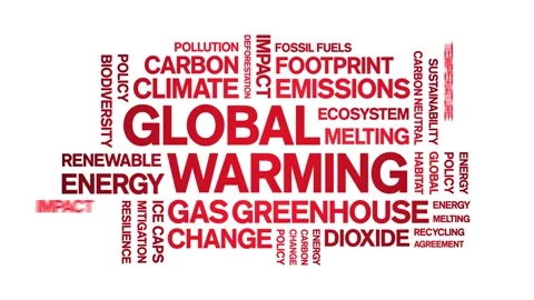 Global Warming animated word cloud,animation kinetic typography seamless loop. Stock Footage 317665866