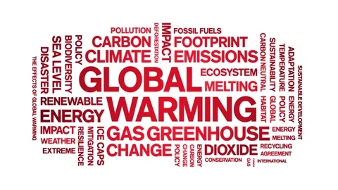 Global Warming animated word cloud,animation kinetic typography seamless loop. Stock Footage 317665868