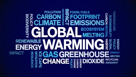 Global Warming animated word cloud,animation kinetic typography seamless loop. Stock Footage 317665885
