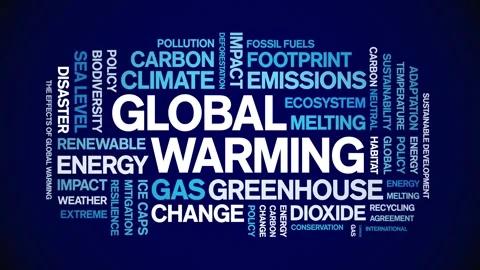 Global Warming animated word cloud,animation kinetic typography seamless loop. Stock Footage 317665957