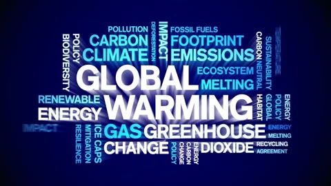 Global Warming animated word cloud,animation kinetic typography seamless loop. Stock Footage 317666023