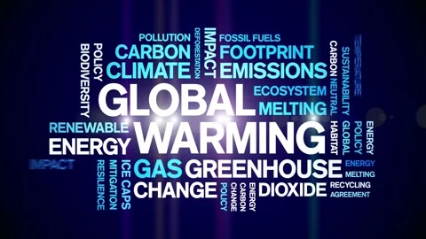 Global Warming animated word cloud,animation kinetic typography seamless loop. Stock Footage 317666083