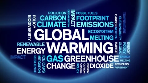 Global Warming animated word cloud,animation kinetic typography seamless loop. Stock Footage 317666188