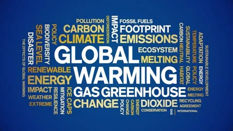 Global Warming animated word cloud,animation kinetic typography seamless loop. Stock Footage 317666567