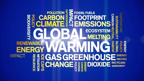 Global Warming animated word cloud,animation kinetic typography seamless loop. Stock Footage 317666645