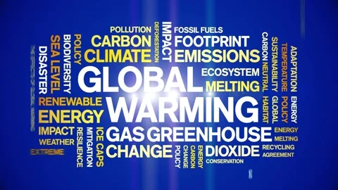 Global Warming animated word cloud,animation kinetic typography seamless loop. Stock Footage 317666725