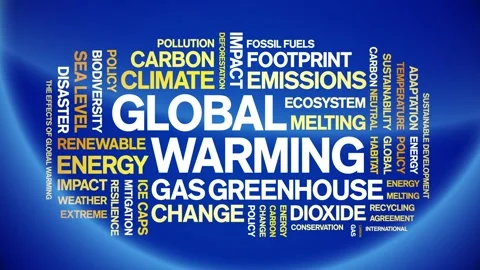 Global Warming animated word cloud,animation kinetic typography seamless loop. Stock Footage 317666881