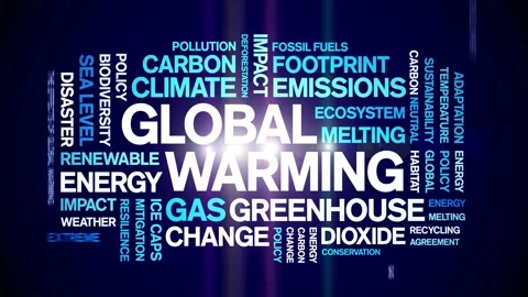 Global Warming animated word cloud,animation kinetic typography seamless loop. Stock Footage 317747111