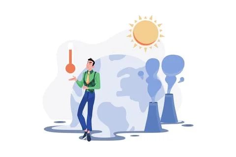 Global Warming Awareness Illustration concept on white background Ilustración de archivo