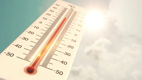 Global warming background with thermometer in summer weather 스톡 동영상 173463488