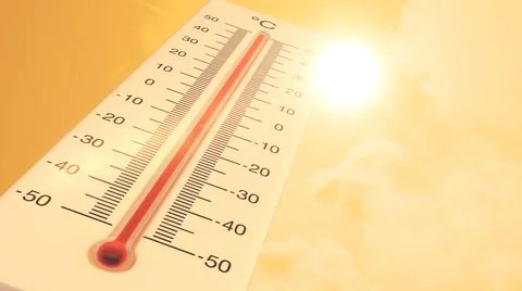 Global warming background with thermometer in summer weather Stock Illustration
