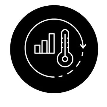 Global warming black icon, vector sign on isolated background. Global warming Stock Illustration