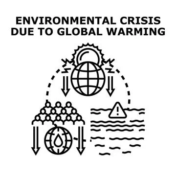 Global warming causing environmental crisis problem Ilustração Stock