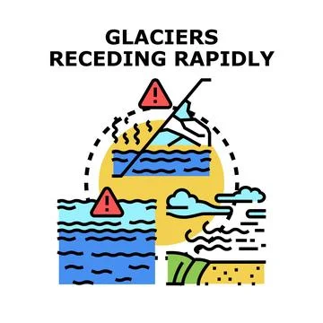 Global warming causing glacier melting and rising sea levels Stock Illustration