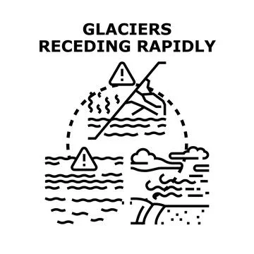 Global warming causing glacier melting and rising sea levels Stock Illustration
