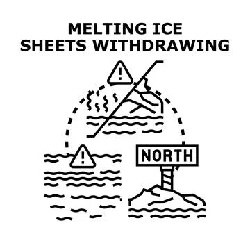 Global warming causing melting ice and rising sea levels Stock Illustration