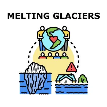 Global warming causing rising sea levels and climate change impact Stock Illustration